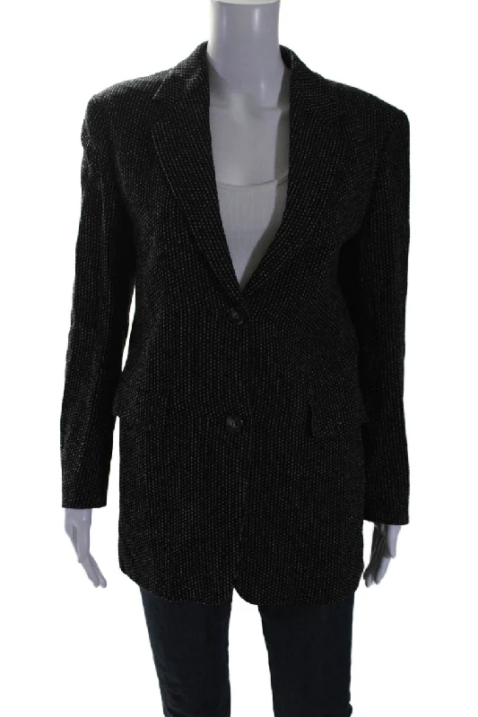 Max Mara Women's Collared Long Sleeves Line Two Button Blazer Black