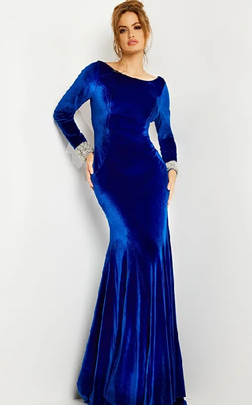 Jovani 09139 Long Sleeve Velvet Formal Dress