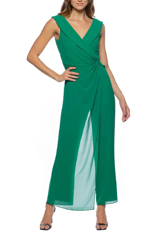 Marina  Sleeveless Overlay Faux Wrap Jumpsuit