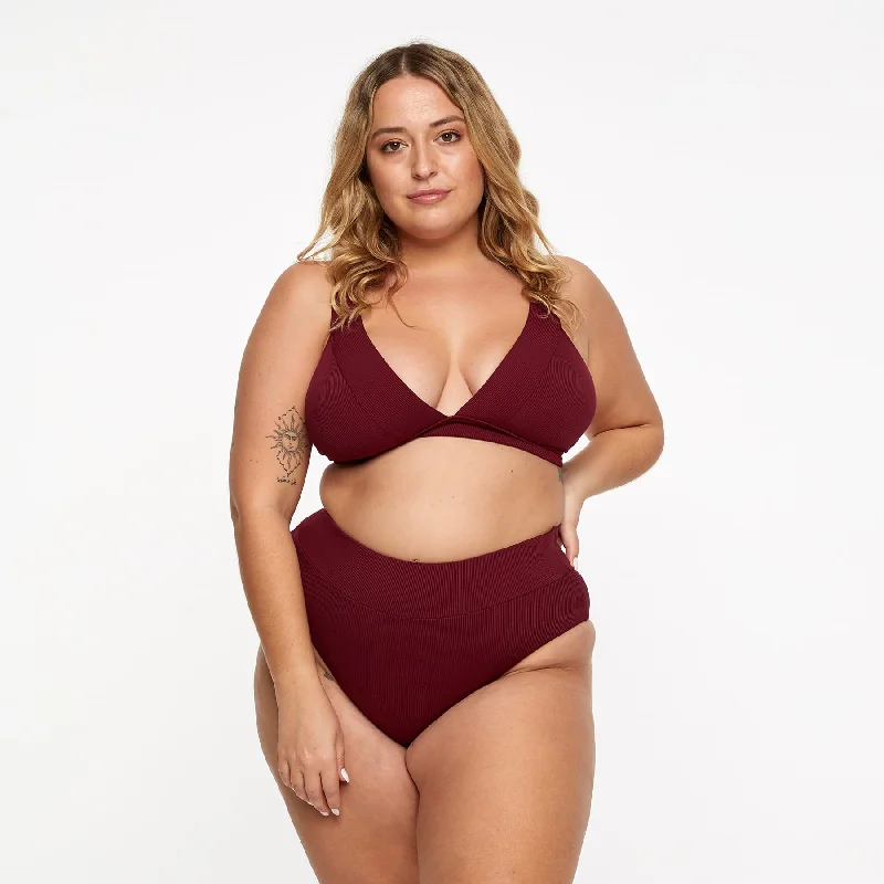 Lola Triangle Top FINAL SALE - Red Wine Ribbed