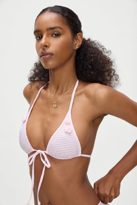 Paradise Micro Halter Bikini Top - Rosewater Stripe