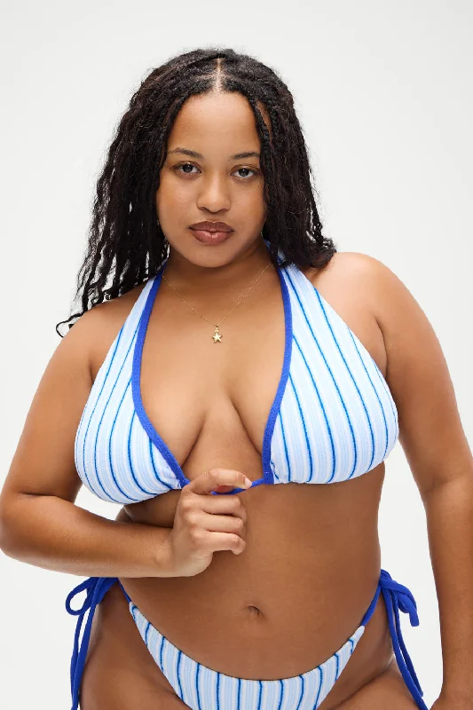 x DJERF AVENUE Diana Halter Bikini Top - Seaside Stripe